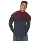 Men's Urban Pipeline&reg; Striped Quarter-zip Sweater, Size: Small, Turquoise/blue (turq/aqua)