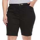 Plus Size Gloria Vanderbilt Anita Belted Bermuda Shorts, Women's, Size: 18 W, Black