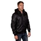 Men's Xray Faux-leather Hooded Jacket, Size: Large, Black