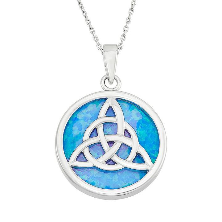 Lab-created Opal Sterling Silver Triquetra Pendant Necklace, Women's, Size: 18