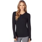 Women's Cuddl Duds Softwear Stretch Henley, Size: Medium, Black