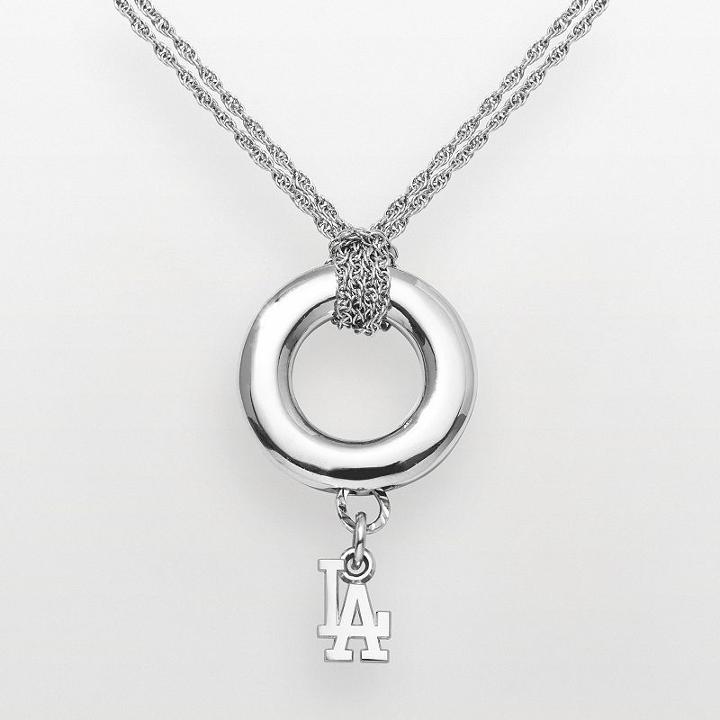 Logoart Los Angeles Dodgers Sterling Silver Logo Halo Pendant, Women's, Size: 16, Grey