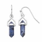 Healing Stone Silver Plated Sodalite Crystal Drop Earrings, Women's, Blue