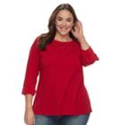 Plus Size Croft & Barrow&reg; Sleeve Lace Tee, Women's, Size: 3xl, Med Red