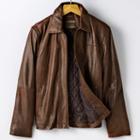 Excelled Straight Bottom Leather Jacket - Men, Size: Medium, Brown