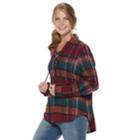 Juniors' Mudd&reg; Lace-up Plaid Flannel Shirt, Teens, Size: Medium, Drk Purple