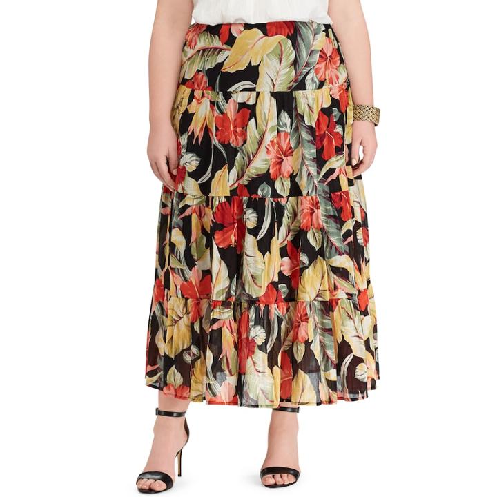 Plus Size Chaps Crinkle Skirt, Women's, Size: 1xl, Black