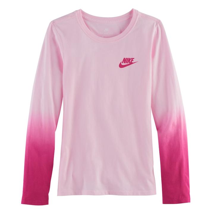 Girls 7-16 Nike Dip-dye Long Sleeve Tee, Size: Xl, Light Red