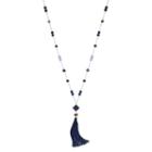 Chaps Blue Beaded Tassel Long Y Necklace, Women's, Multicolor