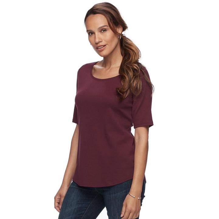 Women's Croft & Barrow® Essential Scoopneck Tee, Size: Xxl, Red