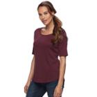Women's Croft & Barrow&reg; Essential Scoopneck Tee, Size: Xxl, Red
