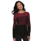 Women's Croft & Barrow&reg; Colorblock Crewneck Sweater, Size: Medium, Cordovan
