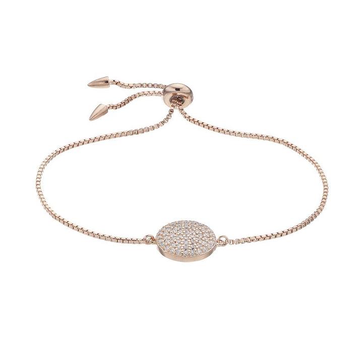 Fleur Cubic Zirconia Circle Bolo Bracelet, Women's, Pink