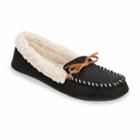 Dearfoams Women's Microfiber Memory Foam Moccasin Slippers, Size: Small, Black