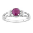 10k White Gold Ruby & 1/5 Carat T.w. Diamond Split Shank Ring, Women's, Size: 7, Red