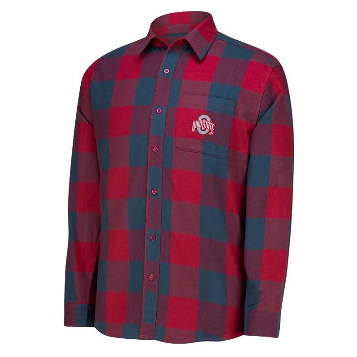 Men's Ohio State Buckeyes Run Around Button-down Shirt, Size: Xxl, Brt Red
