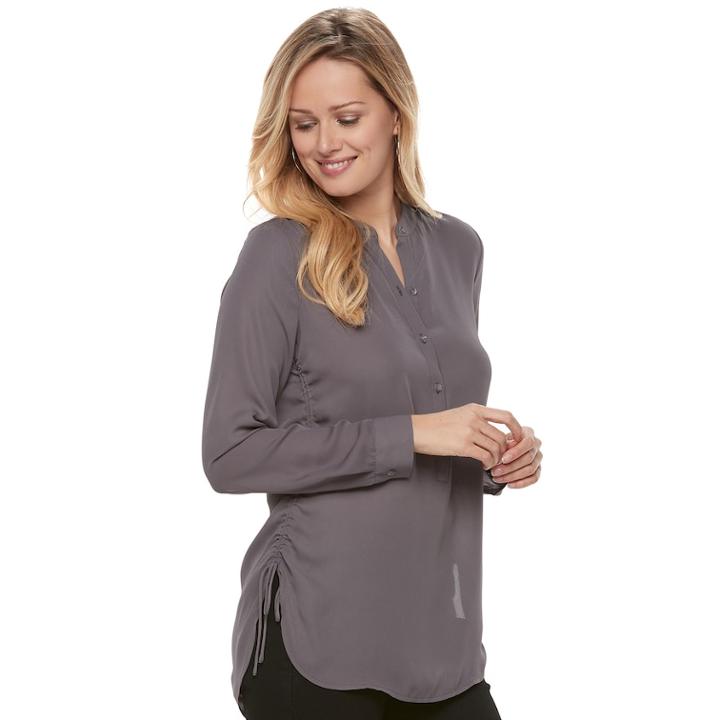 Women's Apt. 9&reg; Side Ruched Henley Tunic, Size: Xxl, Dark Grey