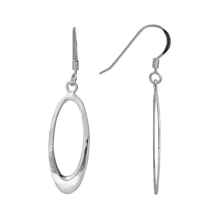 Sterling Silver Oval Drop Earrings, Women's, Grey