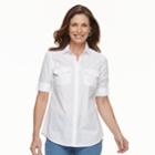 Women's Croft & Barrow&reg; Roll-tab Woven Shirt, Size: Medium, White