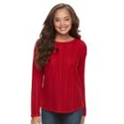 Petite Croft & Barrow&reg; Textured Luxe Sweater, Women's, Size: L Petite, Dark Red