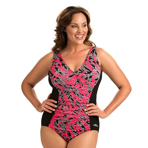 Plus Size Dolfin Aquashape Tummy Slimmer One-piece Swimsuit, Women's, Size: 20, Brt Pink