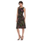 Women's Elle&trade; Floral Pleated Midi Dress, Size: 4, Black
