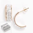 14k Gold-bonded Sterling Silver Crystal Semi-hoop Earrings, Women's, White