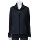 Women's Weathercast Mockneck Quilted Vest, Size: Small, Dark Blue