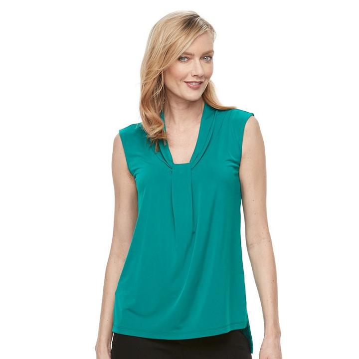 Women's Dana Buchman Print Knot-front Top, Size: Xl, Green