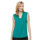 Women's Dana Buchman Print Knot-front Top, Size: Xl, Green