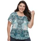 Plus Size World Unity Printed Top, Women's, Size: 2xl, Green