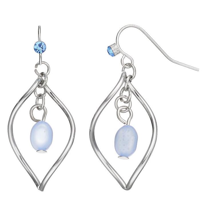 Blue Twisted Marquise Nickel Free Drop Earrings, Women's, Med Blue