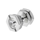 Lynx Cubic Zirconia Stainless Steel Stud - Single Earring, Men's, White