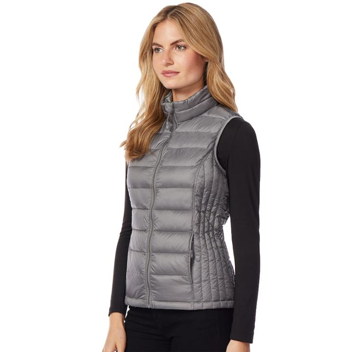 Women's Heat Keep Solid Down Puffer Vest, Size: Small, Silver
