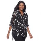 Juniors' Plus Size Candies&reg; Plaid Mixed Media Shirt, Teens, Size: 1xl, Black