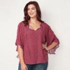 Plus Size Lc Lauren Conrad Print Flounce Sleeve Top, Women's, Size: 3xl, Pink