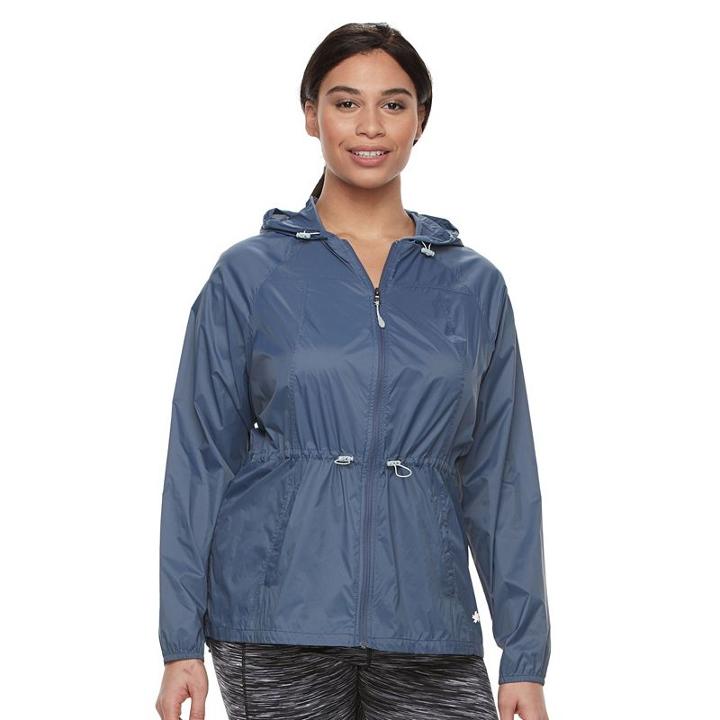 Plus Size Tek Gear&reg; Hooded Anorak Windbreaker Jacket, Women's, Size: 1xl, Med Blue