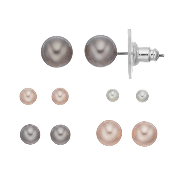 Lc Lauren Conrad Simulated Pearl Nickel Free Stud Earring Set, Women's, Multicolor
