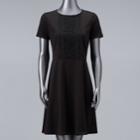 Women's Simply Vera Vera Wang Lace Inset Fit & Flare Dress, Size: Medium, Black