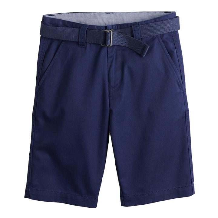 Boys 4-20 Chaps Belted Dean Shorts, Size: 10, Blue