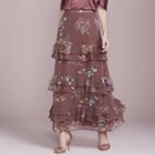 Lc Lauren Conrad Dress Up Shop Collection Tiered Ruffle Maxi Skirt - Women's, Size: Xs, Drk Purple