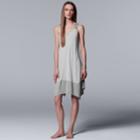 Women's Simply Vera Vera Wang Striped Handkerchief Hem Chemise, Size: Xl, Silver