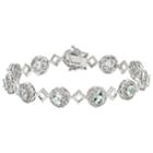 Sterling Silver Sky Blue Topaz & Lab-created White Sapphire Halo Link Bracelet, Women's, Size: 7.5