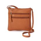 R & R Leather Piped Crossbody Bag, Women's, Beig/green (beig/khaki)