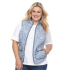 Plus Size Croft & Barrow&reg; Quilted Vest, Women's, Size: 1xl, Blue (navy)