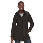 Women's Weathercast Hooded Quilted Midweight Jacket, Size: Large, Black