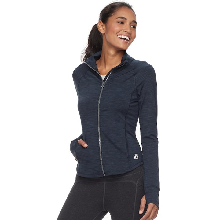 Women's Fila Sport&reg; Heathered Running Jacket, Size: Small, Blue (navy)