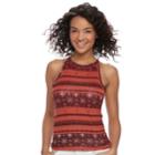 Juniors' Mudd&reg; Printed Halter Tank, Teens, Size: Xs, Orange