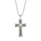 Diamond Accent Stainless Steel Camouflage Cross Pendant Necklace - Men, Size: 24, Green