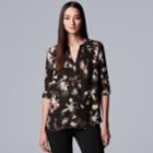 Women's Simply Vera Vera Wang Pintuck Crepe Blouse, Size: Medium, Natural